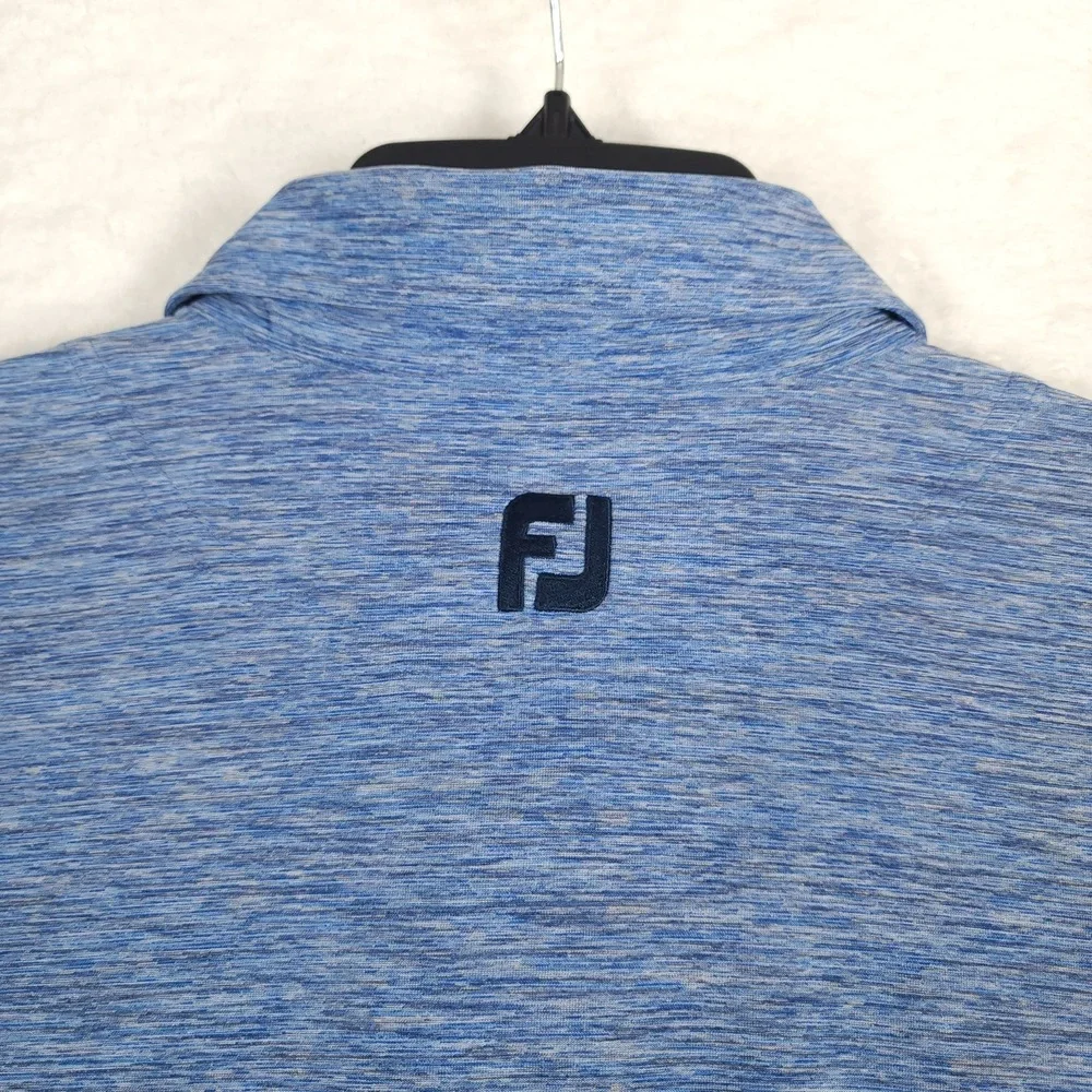 FootJoy Polo Shirt Mens XXL Blue Heathered Golf Performance FJ Logo Short Sleeve - Picture 6 of 12
